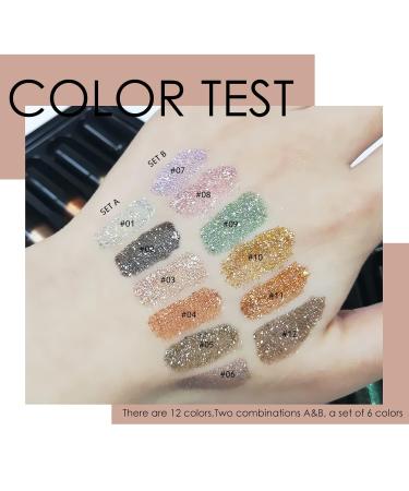 Kyda 6 Colors Metallic Glitter Liquid Eyeshadow Set | Highly Pigmented Waterproof Fast Drying Diamond Shimmer Eyeshadow - Buy Online on GoSupps.com