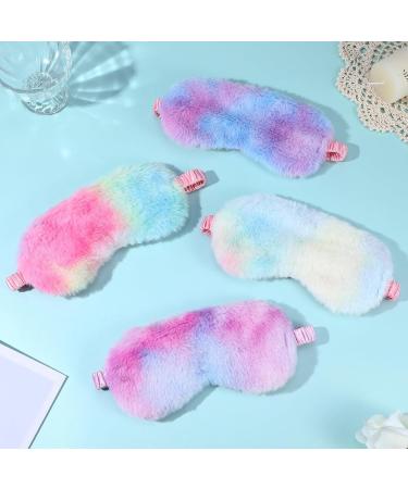 4 Pieces Plush Eye Mask Set - Soft Furry Rainbow Sleeping Blindfold for Women Kids & Teens - Comfortable Travel & Nap Accessories - Buy Online on GoSupps.com