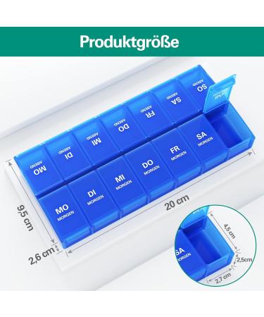 Annwer 7-Day Pill Organizer Box - Moisture-Resistant Medication Doser with 14 Compartments - Royal Blue - Buy Online on GoSupps.com