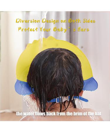 Kids Shower Cap: KAMHBE Baby Shower Cap Shield - Adjustable Crown Hair Washing Shampoo Shield for Eyes, Ears, and Face - Yellow Monster Design - Buy Online on GoSupps.com