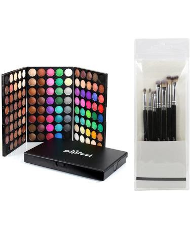 Amagogo 120 Colors Eyeshadow / 7 Brushes Shimmer Matte Waterproof Eye Shadows Party Wedding Makeup Foldable Women Present - Buy Online on GoSupps.com