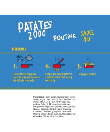 Patates 2000 Poutine Sauce Mix - Perfect for Cheese Fries Authentic Qu bec Poutine Award-Winning Family Recipe 42g 1-Pack - Buy Online on GoSupps.com