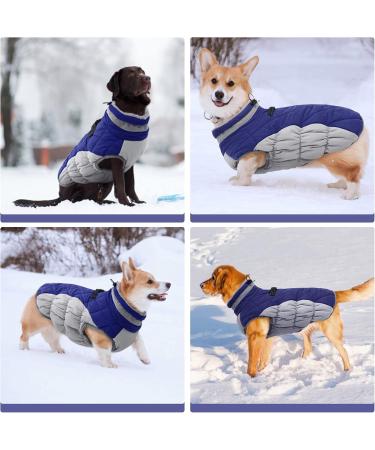 Kuoser Waterproof Dog Coat - Winter Warm Jacket for Small & Medium Dogs | Fleece Lined Reflective XXL Blue Pet Clothing - Buy Online on GoSupps.com