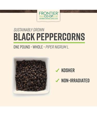 Frontier Natural Products Whole Black Peppercorns - 16 oz (453 g) | Premium Spices for Flavor - Buy Online on GoSupps.com