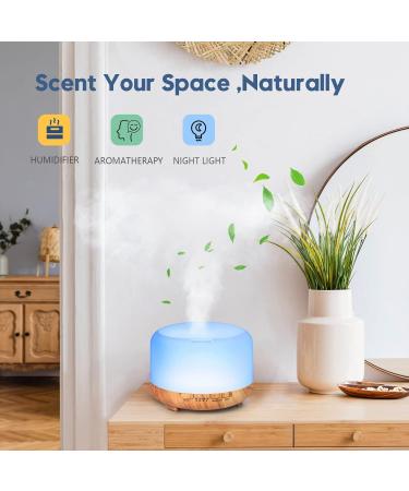 LONID 500ml Wood Grain Essential Oil Diffuser for Large Rooms - Aromatherapy Diffuser with Cool Mist - Yellow Wood Grain (Includes Oil) - Buy Online on GoSupps.com