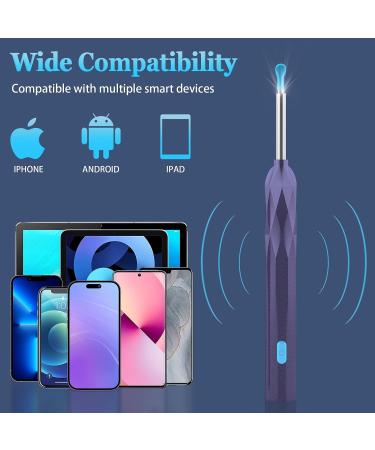 1920P HD Ear Wax Removal Tool with Camera | Soft Silicone Ear Scoop | 6 LED Lights | Compatible with iPhone, iPad, Android | Purple - Buy Online on GoSupps.com