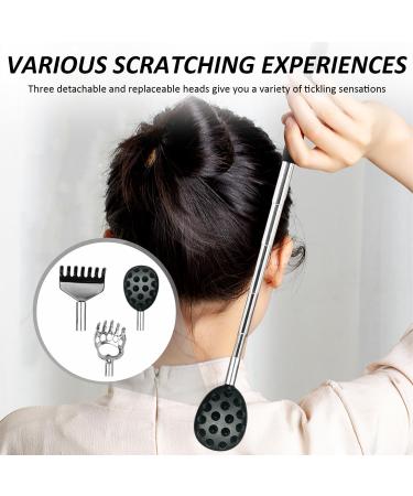 Removable Back Scratcher with 2 Replacement Heads & Storage Bag | Portable Stainless Steel Itching Massage Device (21 59 cm) - Buy Online on GoSupps.com