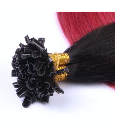 Buy #1B/Burgundy Ombre Keratin Bonding Hair Extensions - 40cm 25 Strands 100% Remy Real Hair - High Quality U-Tip by Novon - Buy Online on GoSupps.com