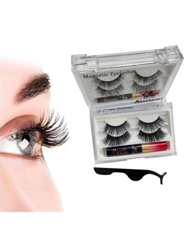 Magnetic Eyelashes with Eyeliner Kit Natural Looking False Eyelashes 5 Magnet Lash Band Magnetic Eyeliner Waterproof Long Lasting Easy to Wear.