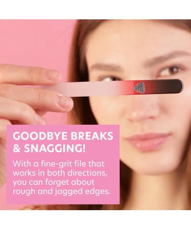 Premium Glass Nail File with Case | Czech Glass Manicure Tool | Precision Smooth Finish | Bona Fide Beauty Black Red - Buy Online on GoSupps.com