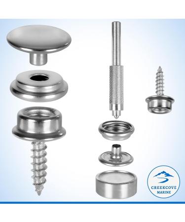Marine Grade Stainless Steel Snap Button Kit - 228 Piece Set for DIY Canvas, Leather, and Upholstery Repair | Snap Tools and Fabric Base Components Included - Buy Online on GoSupps.com