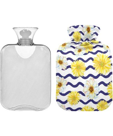 Naanle 2L White & Yellow Daisy Heat Bottle - Transparent Hot Water Bottle for Bed Hand & Feet Warmer Pain Relief & Cold Therapy - Buy Online on GoSupps.com