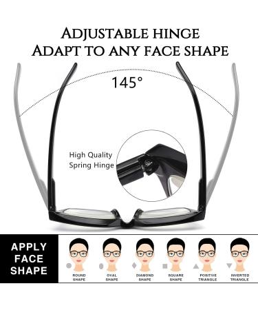 Hubeye 2 Pack Oprah Style Reading Glasses for Women & Men - Blue Light Blocking Square Readers with Spring Hinge + Pouch | 1.50 Diopters Black/Green - Buy Online on GoSupps.com