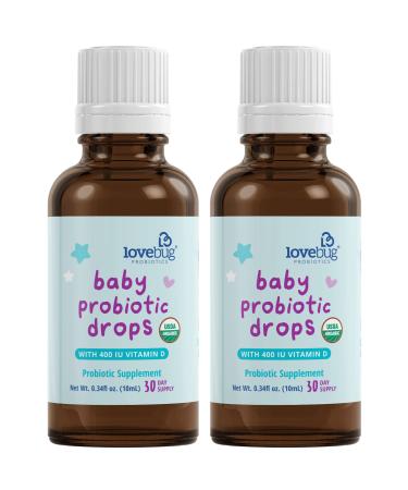 Lovebug Award Winning USDA Organic Probiotic for Infants & Babies | Helps with Colic, Reflux, Diarrhea, Constipation & Gas | Multi-Strain 5 Billion CFU | Liquid Drops | Ages 0 - 24 Months