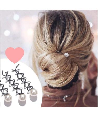 3 Pairs Lovely Artificial Pearl Spiral Hair Pins for Women - DIY Bun Hair Style - Buy Online on GoSupps.com