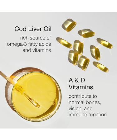 Cod Liver Oil Capsules High Strength 2000mg - Rich in EPA DHA Omega 3 & Vitamins D and A - 60 Softgel Tablets - 1000mg Arctic Cod Liver Oil per Capsule - Odourless & Burp-Free Fish Oil - UK Made - Buy Online on GoSupps.com