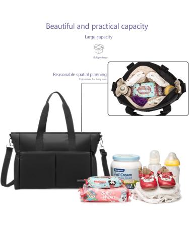 ROYAL FAIR Nappy Changing Bag - Portable Messenger Tote for Mom and Dad with Pram Clips | Maternity Diaper Bag Travel Tote (Black 42x33x18CM) - Buy Online on GoSupps.com