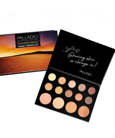 Palladio Sun-Kissed Mirage Eyeshadow Highlighter Palette - Matte & Shimmer Finishes for a Warm Flawless Look | 14 Highly Pigmented Colors for All Day Wear (SUN-KISSED) - Summer 2019 - Buy Online on GoSupps.com
