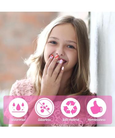 Scettar 120 Pieces Kids False Nails Kids Stick On Nails Kids Press on Nails Children Press on Fake Nail Artificial Nail Tips Full Cover Short False Fingernails for Girls Kids - Buy Online on GoSupps.com