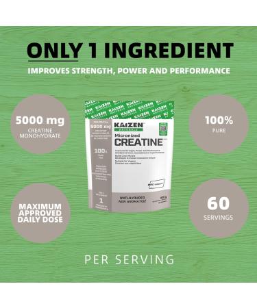 Kaizen Naturals Micronized Creatine Monohydrate Unflavoured 300g Pouch - Buy Online on GoSupps.com