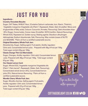 Cottage Delight - Just For You - Original Strawberry Jam 340g - Orange Thin Cut Marmalade 350g - Crunchy Chocolate Biscuits - Our Classic Lemon Curd 105g - Morello Cherry Whole Fruit Jam 105g - Buy Online on GoSupps.com