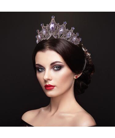DZRYBNXF Baroque Queen Crown Tiara | Crystal Tiaras for Women | Gold Wedding Tiara for Bride (Purple) - Buy Online on GoSupps.com