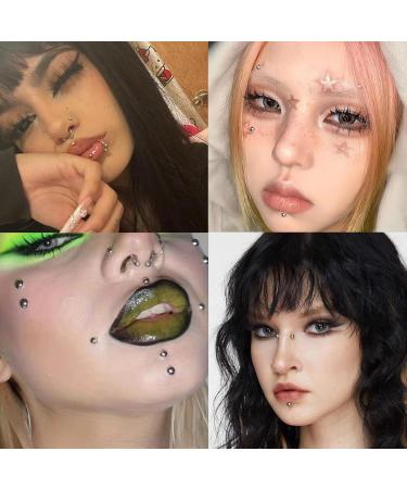 NOOEPC Face Gems & Fake Lip Piercings | Non-Piercing Nose & Eyebrow Studs | Y2K Punk Makeup Stickers for Men & Women - Buy Online on GoSupps.com