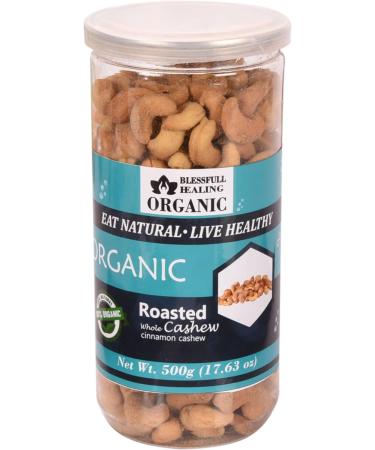 Blessfull Healing Organic Natural Vegan Cinnamon Roasted Whole Cashew Nuts Crunchy Kaju 500 Gram - Buy Online on GoSupps.com