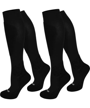 normani 2 pairs of support knee highs compression stockings black 39-42 sport/black
