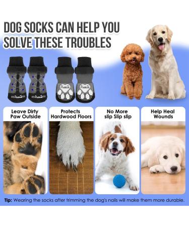 Eyein Anti-Slip Dog Socks Paws Stop Licking - 3 Pairs Thick Dog Socks with Grips & Adjustable Strap for Hardwood Floor Indoor Walking Dog Socks Injured Paw Protector for Puppy Small Medium Large Dogs M Black(pack of 6) - Buy Online on GoSupps.com