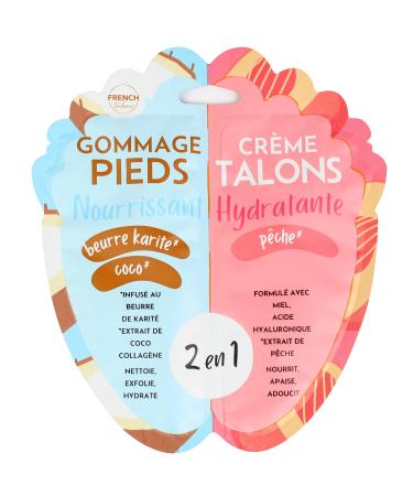 Feel Natural - Duo Gommage Nourrissant - Gel Hydratant Pieds - Beurre de Karit - Huile de coco - Exfoliant - Anti-Crevasse - Cors - Callosit s - Soin Intensif Complet Peau - 300 grs