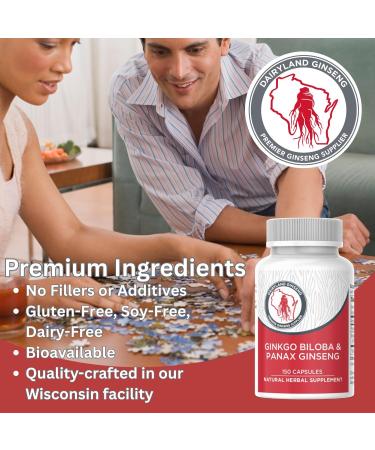 Dairyland Management Panax Ginseng + Gingko Biloba Capsules 150ct 1000 mg of Panax Ginseng 60 mg of Gingko Biloba per Serving - Buy Online on GoSupps.com