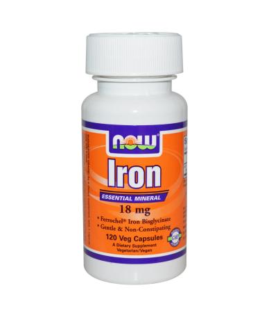 Now Foods Iron 18 mg - 120 Vegetable Capsules (Multi-Pack)