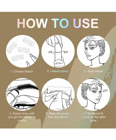 Eye Brows Stencil & Stamp Kit - Eyebrow Stencils For Older Women | 10PCS Brow Card with Brow Powder & 2pcs Brushes | Perfect Eye Brow Stencil Kits for Important Occasion Home Outdoor Beginners Dark Brown - Buy Online on GoSupps.com
