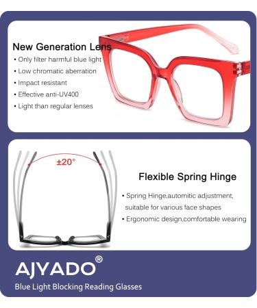 Square Reading Glasses for Men & Women - Blue Light Blocking Magnifying 2-Pack (Black & Red) - 3.5x Computer Readers - Buy Online on GoSupps.com