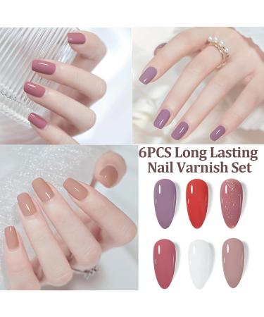 6PCS Nail Polish Set Nail Varnish - Quick Dry & Long Lasting Nude Pink Nail Varnish - Non-Toxic Water Based Holographic Nail Polish - No Need UV Nail Paint for DIY Nail Art Manicure at Home 8ML(Nude) - Buy Online on GoSupps.com