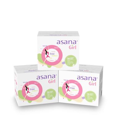 Asana Organic Teen Pads (Teen Combo (Mini, Mini Long, Women Reg with Wings and Liner) - 48 Pads Pack of 3)