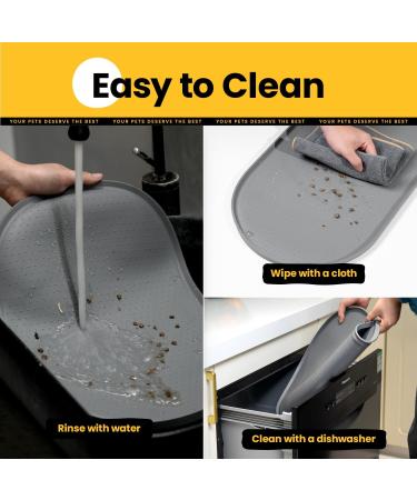 Conlun Gray Bowl Pad for Dogs & Cats - BPA-Free Silicone Mat with High Edges 81x51 cm - Spill-Resistant Feed & Water Mat - Buy Online on GoSupps.com