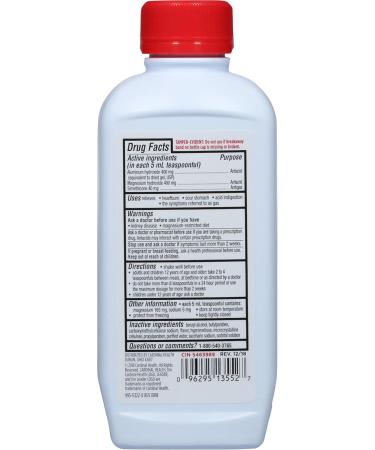 Leader Maximum Strength Antacid Liquid with Aluminum Hydroxide Simethicone Antacid/Antigas for Heartburn Acid Indigestion Pressure & Bloating Cherry Flavor 12 FL oz Cherry 12 Fl Oz - Buy Online on GoSupps.com