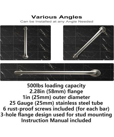 2 Pack 12 Satin Brushed Nickel Stainless Steel Shower Grab Bars - Safety Hand Rail Support for Handicap, Elderly, Senior - Bathroom Assist Handle - Buy Online on GoSupps.com