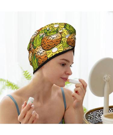 Hair Towel Wrap - Quick Drying Hair Turban with Button | Tropical Summer Fruit - Ideal for Fast Hair Drying - Buy Online on GoSupps.com