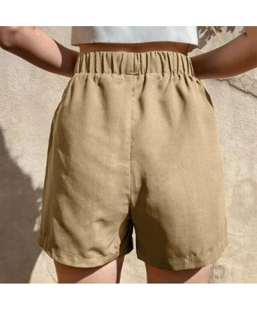 Shop Haiorziyou Ladies' Sport Shorts - Elastic Waistband Running & Jogging Pants Monochrome Wide Leg XL Khaki - Buy Online on GoSupps.com