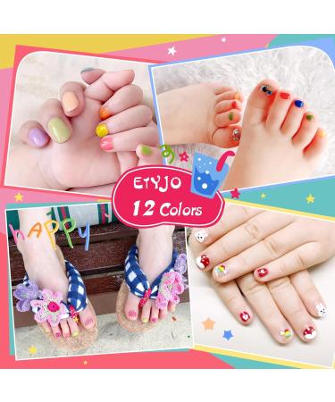 ETYJO Girls Nail Varnish Sets Kids - 12 Colors Glitter Peel-Off Nail Polish For Kids Non-Toxic Childrens Nail Varnish Quick Dry Nail Polish Sets For Girls Teens Gift Kit - Buy Online on GoSupps.com