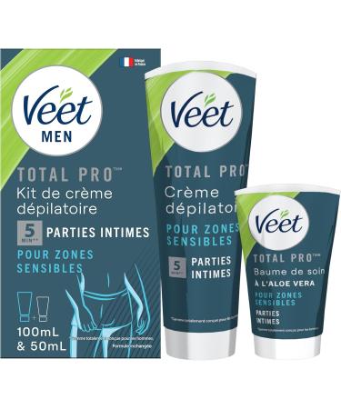 Reckitt Benckiser Veet Men Hair Removal Kit for Intimate Parts Hair Removal Cream and Aftercare Balm 100ml + 50ml