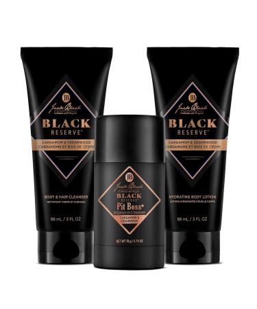 Jack Black Body Collection Set for Men - Mens Body Wash Pit Boss Men's Deodorant Body Lotion Grooming Kit Black Reserve - Cardamom & Cedarwood - Buy Online on GoSupps.com