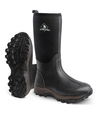 Obcursco Waterproof 6mm Neoprene Rubber Boot for Men and Women Insulated Rain Boot for Outdoor Activity. Ideal for Farm Working, Hunting and Fishing 9 Insulated 400g Black