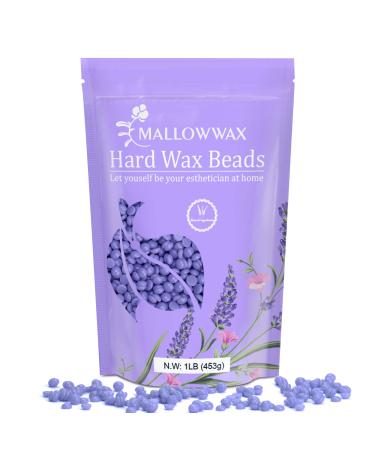 Hard Wax Beads - Mallowwax Hair Removal Wax Beans, Bikini Brazilian Wax - 1 LB Refill Waxing Beads for Eyebrow, Legs, Underarms for any Wax Warmer (Coarse Body Hair Specific) lavender