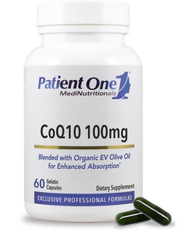 Patient One Coenzyme Q10 (CoQ10) 100 mg | Antioxidant Supplement to Support Heart and Vascular Health* | with Organic Olive Oil | 60 Capsules