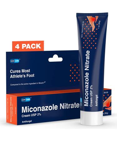 EzriCare Miconazole Antifungal Cream 2% - Athletes Foot, Ringworm & Jock Itch Treatment - 1.05 oz (4 Pack) - Buy Online on GoSupps.com