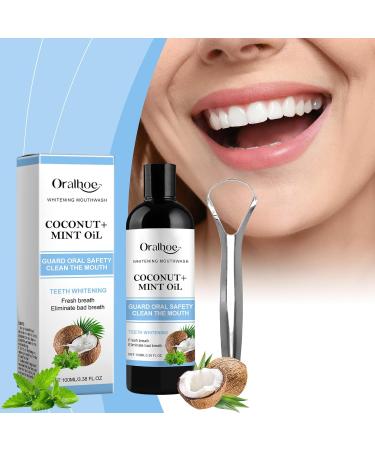 Orgrul natural coconut oil brightening oil mouth rinse coconut mouth oil tooth pulling oil tongue scraper coconut oil mint oil for pulling out - Buy Online on GoSupps.com